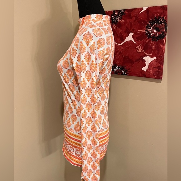 Cabana Life Bondi Beach Zipper Long Sleeve Orange/White Thumb Hole, Small - Picture 6 of 9